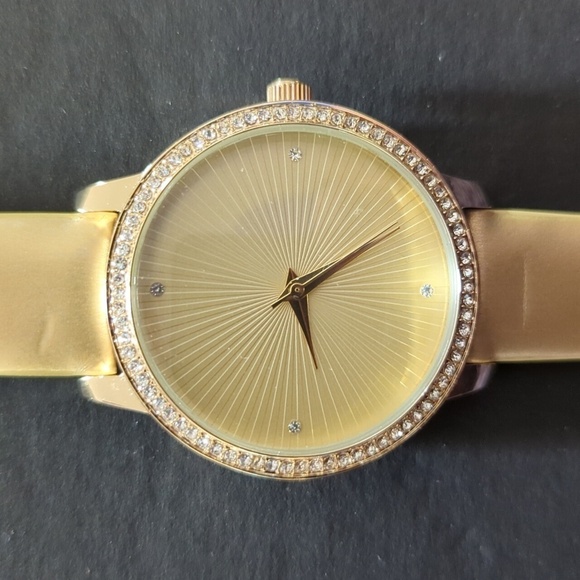 Manhattan by Croton Women's Stainless Steel Gold Color Watch w/Rhinestone Face - Picture 2 of 7